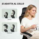 Sedia da Ufficio 66x64x110-118A cm Reclinabile 135° con Poggiapiedi Supporto Lombare Poggiatesta in Rete Nero      