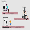 Stazione Fitness Multifunzione con Lat Machine 140x108x197 cm in Acciaio e PU Nero 