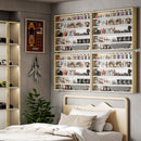 Bacheca Vetrina a Muro con 4 Ripiani Regolabili 80x9.5x60cm Bianco e Legno      