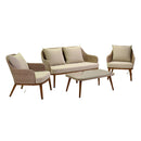 Set da Giardino Divano 2 Poltrone e Tavolino in Polyrattan Tirreno Naturale