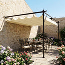 Pergola Addossata 3x4 m con Tetto Retrattile Scorrevole e Fori di Drenaggio Bianco Crema      