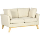 Divano 2 Posti 137x78x78 cm in Tessuto Effetto Lino Beige