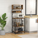 Scaffale Cucina con Multipresa 60x42x153 cm in Legno e Acciaio Marrone Rustico