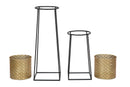 Porta Vasi Coppia Cup Ø26x70-23x45 cm in Ferro Nero e Oro