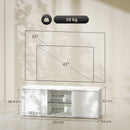 Mobile Porta TV fino a 55" Sospeso o a Terra Ante Soft Close Foro Passacavi e Ripiano in Vetro Bianco      