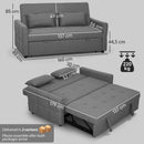 Divano Letto 2 Posti 3 in 1 Clic Clac 160x85x85 cm con 2 Cuscini Reclinabile e Imbottito in Tessuto Grigio      
