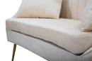 Divano Venice Crema 136x66x78 cm in Legno Spugna e Poliestere e Metallo Oro