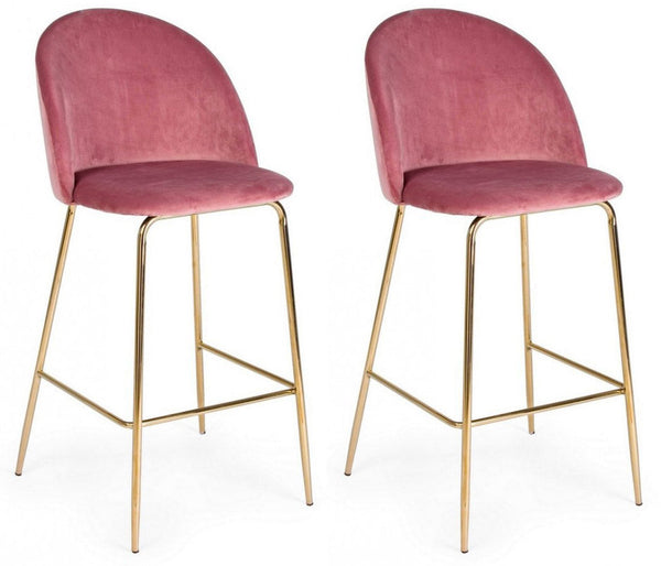 Lot de 2 tabourets de bar 51x55x105h cm Carry Velvet Blush sconto
