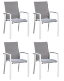 Set Tavolo e 4 Sedie da Giardino in Alluminio e Textilene Bianco