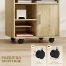Mobile Porta Stampante 60x50x65,5 cm con Ripiani Aperti e Armadietto in Legno Color Legno      