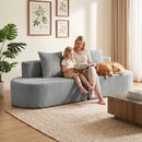 Divano 3 Posti Modulare 245x86x82 cm con Seduta Profonda in Velluto a Coste Grigio Chiaro      