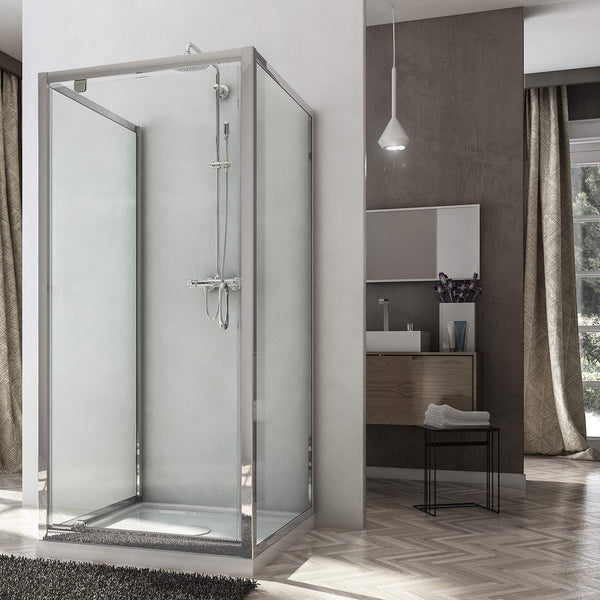 Cabine de douche 3 côtés 1 porte battante en cristal opaque 6 mm H185 Fosterberg Koge Trio Différentes tailles acquista