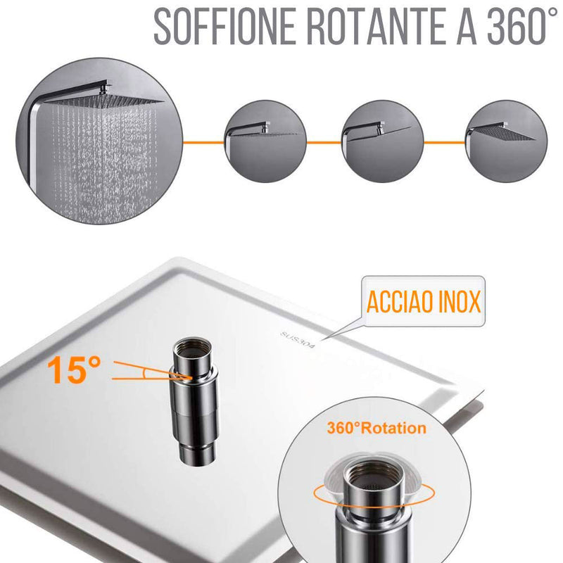 Set Colonna Doccia H80/120 cm Soffione Doccia e Laccio in Acciaio Inox Cromato