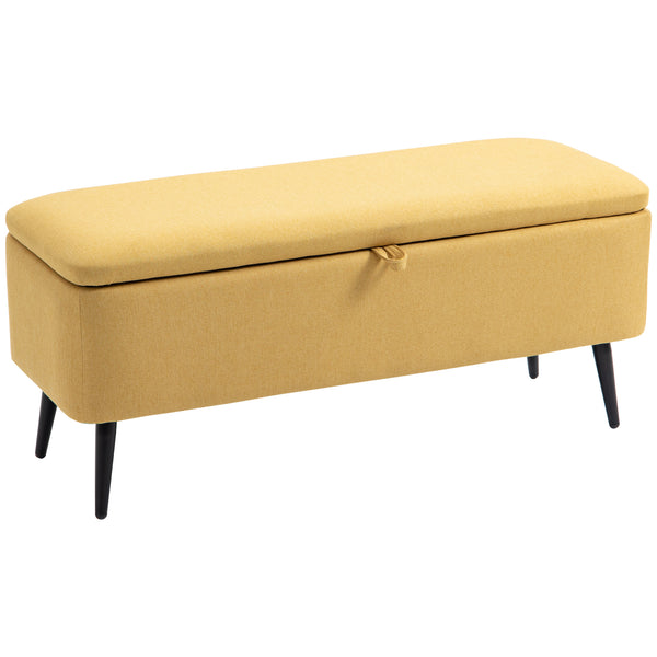 Panca Fondo Letto Contenitore 101x38,5x44,5 cm Rivestimento in Poliestere Giallo online