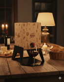 Supporto per Contenitore Vino con Vassoio in Ferro Alluminato Lisa Luxury Bacco Nero