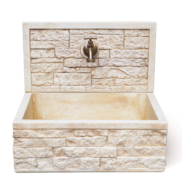 Lavello da Giardino Senza Rubinetto in Cemento Granulato di Marmo Q-Meseta Nocciola sconto