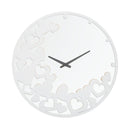 Orologio Bianco Heart Ø55x4 cm in Ferro MDF e Specchio Bianco