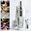 Kit da Barman 12 Pz in Acciaio e Base in Legno