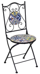 Set da Giardino Tavolo e 4 Sedie in Metallo con Mosaico Trapani Nero