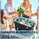 Carrello Frigo  91x39x84,5 cm Capacità 76L con Ripiano Apribottiglie e Raccoglitore Tappi in Plastica e Acciaio Nero      