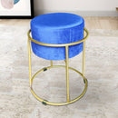 Pouf in Velluto Blu 44x38 cm con Struttura in Metallo Oro