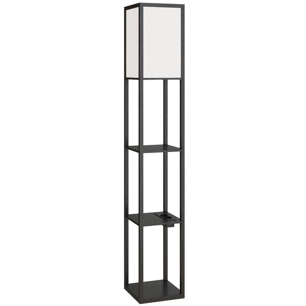 prezzo Lampada da Terra 26x26x160 cm Struttura con Ripiani Luce Regolabile Interruttore a Pedale e Porte USB in MDF Nero