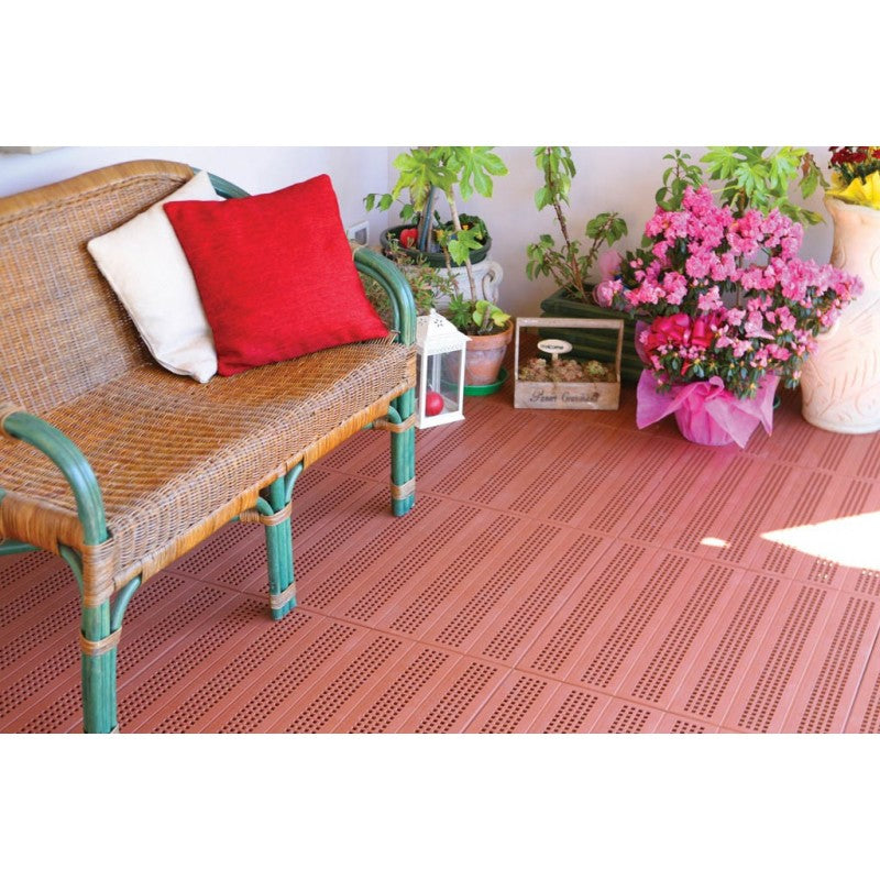 Set 4 Piastrelle in Plastica da Esterno 60 x 60 cm 