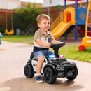 Macchina Cavalcabile Polizia per Bambini 18-36 Mesi 65x29,5x36 cm a Spinta Manuale con Musica e Vano Sottosedile in PP Nero      