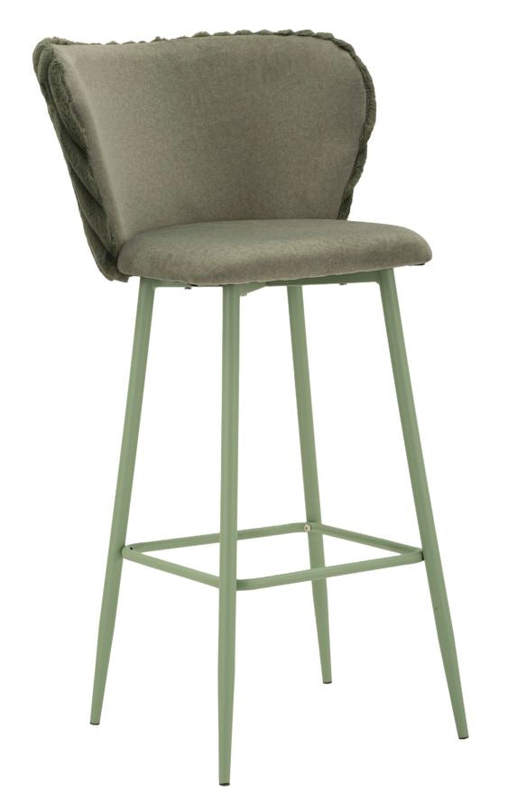 Sgabello Bar Alaska B Verde Set 2 Pz 55x58x106 cm in Compensato e Spugna e Ferro e Poliestere Verde acquista