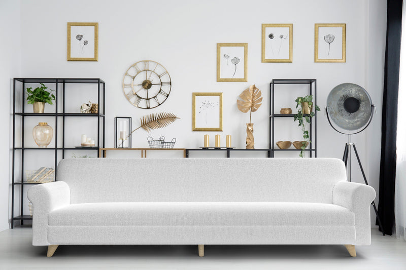 Copridivano Elasticizzato 4 Posti in Poliestere Bianco