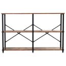 Scaffale 3 Ripiani in Acciaio e Legno 120x30x76 cm  Marrone