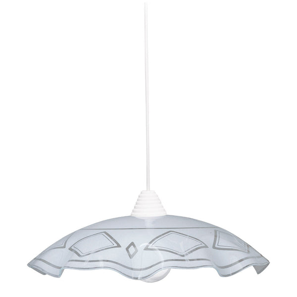 prezzo Suspension D50 1xE27 Cadre Blanc Plaque Verre Blanc E-Energy Brigida