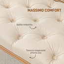 Panca Fondoletto Seduta Trapuntata a Bottoni 120x41x48 cm Crema   