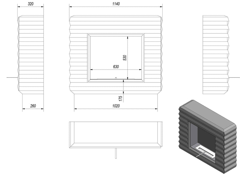 Camino a Bioetanolo da Pavimento 114x32 cm Flig Lowell Bianco