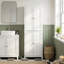 Mobile Bagno Alto da Terra 60x30x170 cm con Ripiani Regolabili in MDF e Metallo      