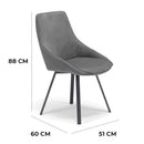Set 2 sedie Imbottite 51x60x88 cm In Tessuto Suet  Asia Ambra