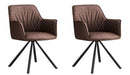 Set 2 Sedie Girevoli con Braccioli 59.5x61x84 cm in Poliestere Breval Marrone Scuro