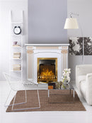 Camino Elettrico da Pavimento 102x110x30 cm Effetto Fiamma 2000W Calisto & Galileo gold Bianco