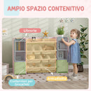 Scaffale Portagiochi per Bambini 140x30x90 cm con 8 Contenitori Rimovibili e Armadietti in MDF Rosa      