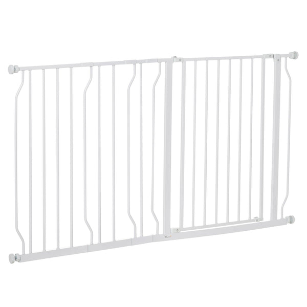 sconto Barrière de Sécurité Réglable pour Chiens 75-145 cm en Acier et ABS Blanc