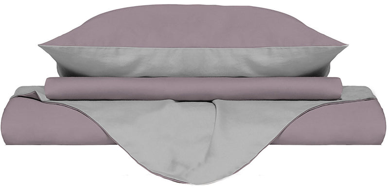 Copripiumino con Sacco e Federe Doubleface Rosa Antico\/Grigio Chiaro