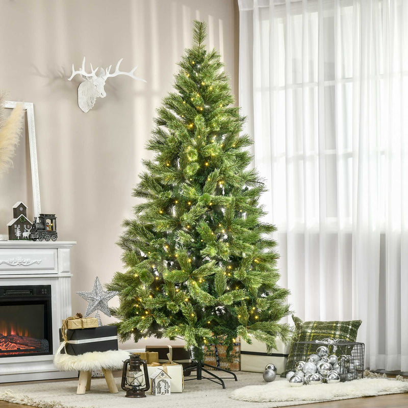 Albero di Natale Artificiale H210 cm 908 Rami con 350 Luci LED Verde