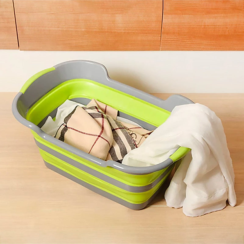 Cesto per Biancheria Richiudibile 27 Litri con Manici e Tappo in Silicone Verde