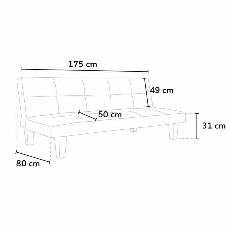 Divano Letto 175x80x69 cm in Similpelle Nero