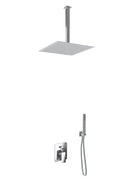 Kit Doccia Soffione Doccino e Miscelatore in Acciaio Inox 40x40 cm da Soffitto Square