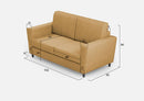 Divano 2 Posti 152x85x85 cm Yasel in Tessuto Ocra