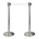 2 Colonnine Tendinastro 3 metri in Acciaio Inox Spazzolato Ø36x101 cm Nastro Bianco