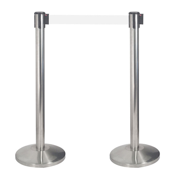 2 Tringles à Rideaux 3 mètres en Acier Inoxydable Brossé Ø36x101 cm Ruban Blanc sconto