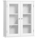 Pensile da Bagno Armadietto con Anta a Vetro 55x20x65 cm in Legno Bianco  
