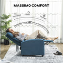 Poltrona Relax Reclinabile Manualmente 69x88x101 cm in Tessuto Effetto Lino Blu  